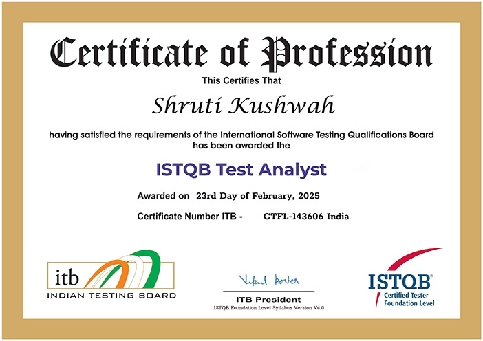 ISTQB certification course in Madhya Pradesh